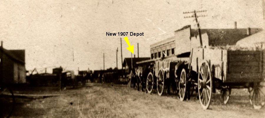 View of Smith (now Main) Street showing location of 1907 depot
